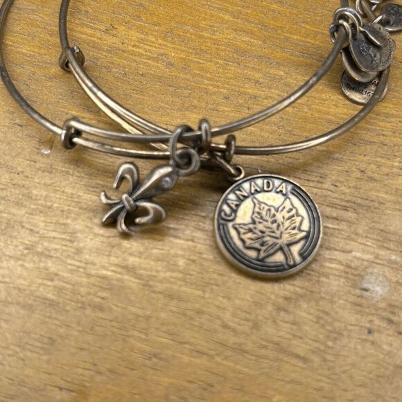 Alexis and Ani Silver tone Canada and Fleur De Lis 2 set bracelets - Picture 2 of 4